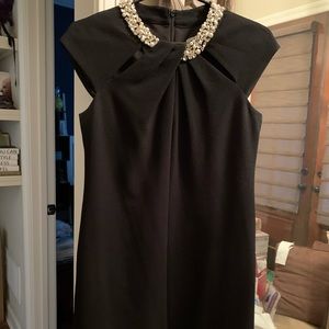 Mini black shift with jeweled neck details
